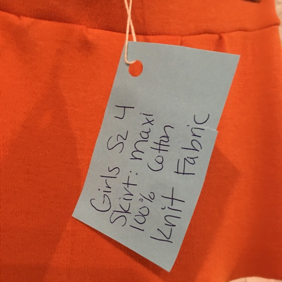 Skirt Girl 4 100% Cotton Orange Colorblock Tiered Maxi Skirt Mom & Pop’s Kids - Picture 4 of 10
